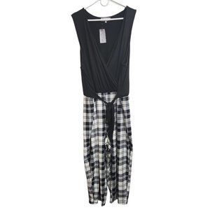 C'est La Vie Black & White Capri Length Jumpsuit Size 2X